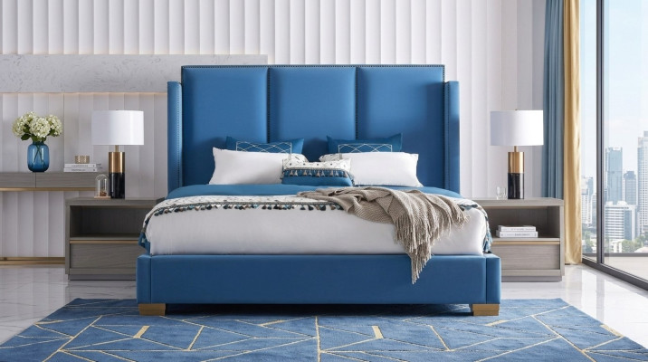 Bett Leder 2x Nachttisch 3 tlg. Schlafzimmer Set Möbel Moderne Luxus