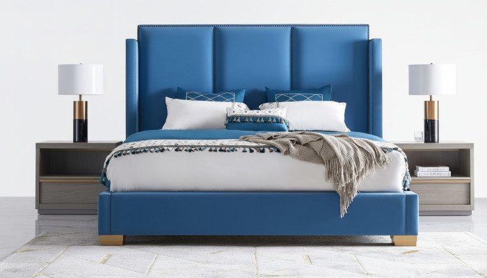 Bett Leder 2x Nachttisch 3 tlg. Schlafzimmer Set Möbel Moderne Luxus