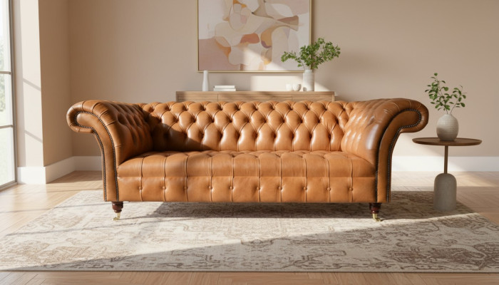 Chesterfield Design Luxus Polster Sofa Couch Sitz Textil Garnitur Leder