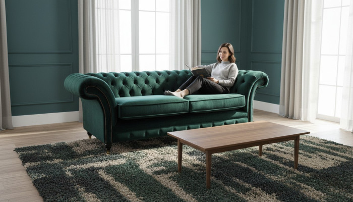 Klassische Chesterfield Couch Polster Sofa Sofas Samt 3 Sitzer Chester