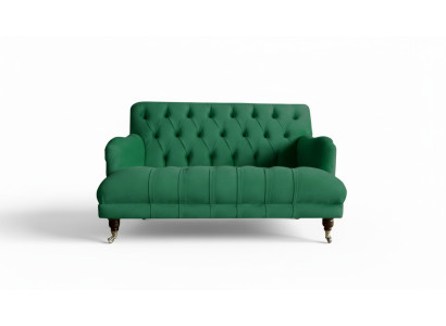 Chesterfield Sessel Couch Polster Sofa Couchen 1,5 Sitzer Einsitzer Grün Textil