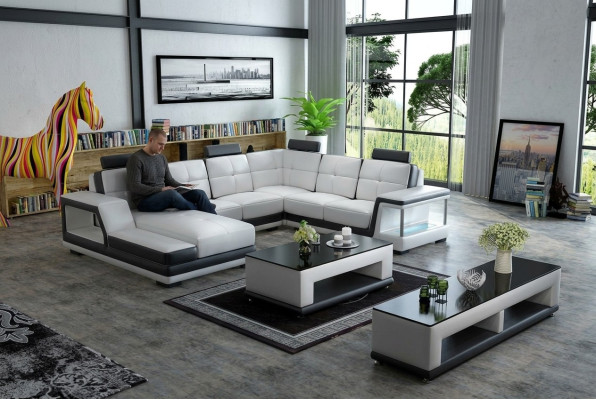 Ecksofa U Form Polster Ecksofa Wohnlandschaft Ledersofa Moderne Neu