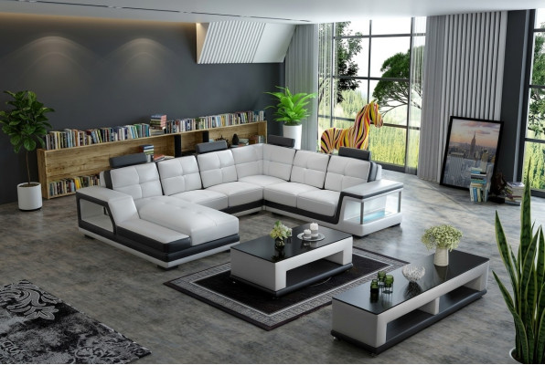 Ecksofa U Form Polster Ecksofa Wohnlandschaft Ledersofa Moderne Neu
