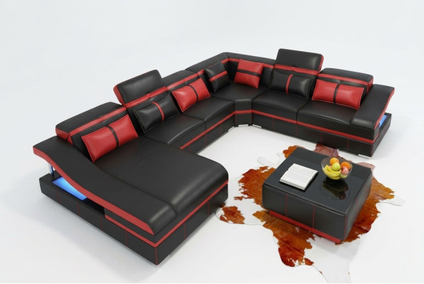 Set Luxury Modern Ecksofa U-Form Designer und Couchtisch Wohnzimmer