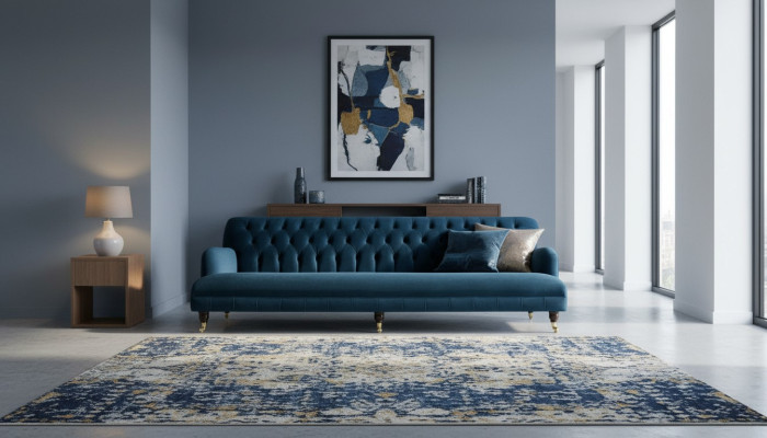 Big Sofa Couch Chesterfield 250cm Polster Sofas 4-er Leder Textil Turkis
