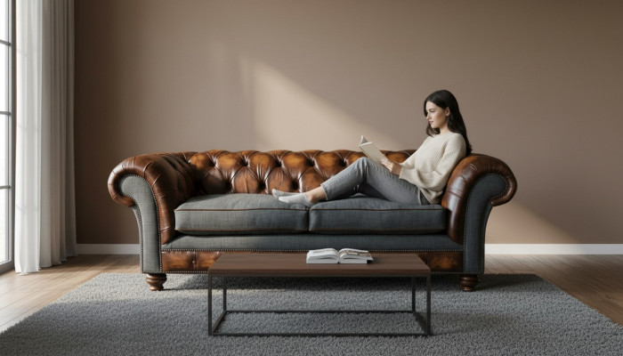 Dreisitzer Couch Polster Design Sofa 3er Sofas Zimmer Braun 220cm