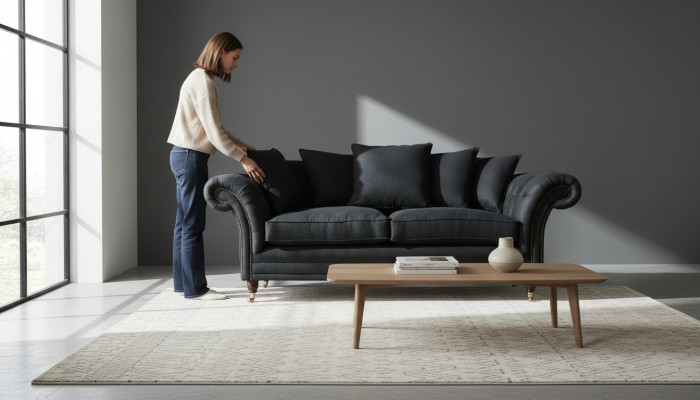 Sofa 3 Sitzer Klassisch Design Sofas Polster Leder Moderne Couchen 3 er Schwarz