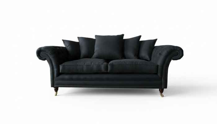 Sofa 3 Sitzer Klassisch Design Sofas Polster Leder Moderne Couchen 3 er Schwarz