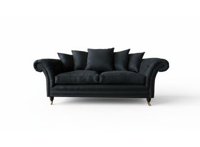 Sofa 3 Sitzer Klassisch Design Sofas Polster Leder Moderne Couchen 3 er Schwarz