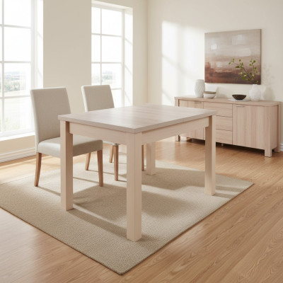 Stilvoller Esstisch mit Holzllanplatte in Beige Farbe Moder Esszimmer