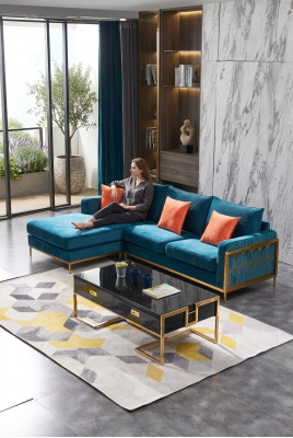 Stoff Modern Couch Wohnlandschaft Textilsofa Sofagarnitur Sofa L-Form