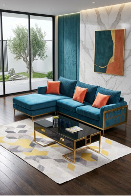 Stoff Modern Couch Wohnlandschaft Textilsofa Sofagarnitur Sofa L-Form