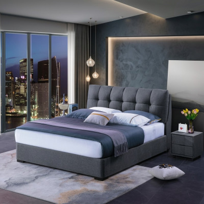 Bett Design Luxus Doppel Hotel Betten Ehe Schlaf Zimmer Blau Stil Weiß