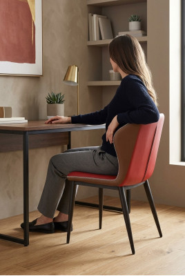 Stuhl 1x Luxus Design Polster Design Stühle Sitz Lehn Büro Esszimmer Holz Neu.