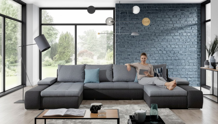 Wohnlandschaft Luxus Sofa Couch Garnitur Ecksofa Textil Couchen Sofas Möbel Neu