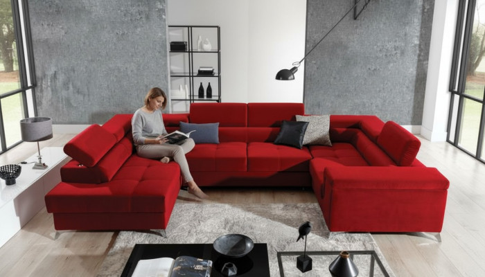 U Form Ecksofa Stoff Sitz Garnitur Designer Wohnlandschaft Textil Couch Sofa Neu