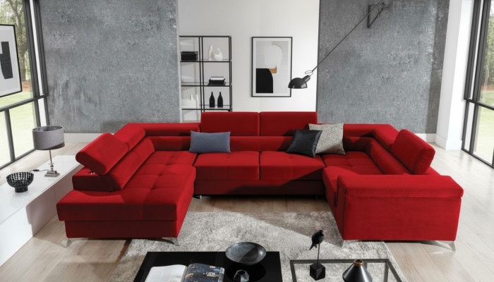 U Form Ecksofa Stoff Sitz Garnitur Designer Wohnlandschaft Textil Couch Sofa Neu