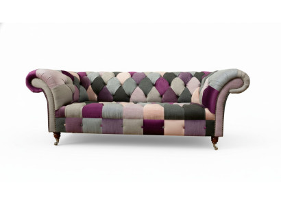 Chesterfield 3 Sitzer Designer Möbel Neu Modern Design Textil Wohnzimmer Couchen