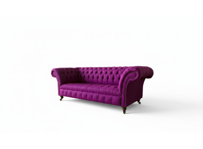 Chesterfield 3Sitzer Lila Stoff Design Couchen Polster Sofas Neu Kreative Sofa