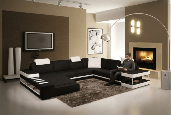 Ledersofa Ecksofa Wohnlandschaft Designer Couch Licht Sofa Polster Hallstadt -S