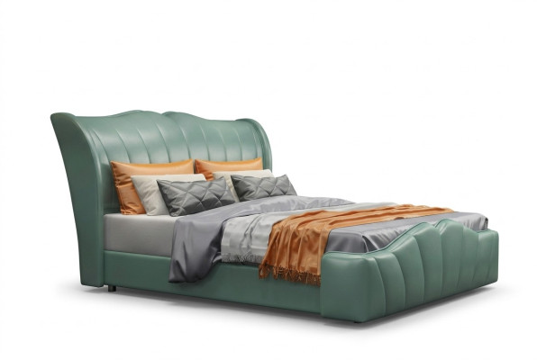 Klassisches Bett Ehebett Doppelbett Lederbett Chippendale Schlafzimmer