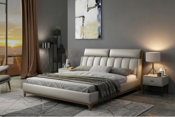 Modernes Design Bett 180x200 Leder Holz Betten Doppel Schlaf Zimmer