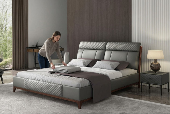 Bett Polster Design Luxus 180x200cm Doppel Hotel Betten Ehe Schlaf Zimmer Leder