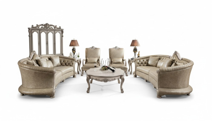 Sofagarnitur Couchtisch Beistelltisch Wohnlandschaft Sofa Polster 5tlg. Set Neu