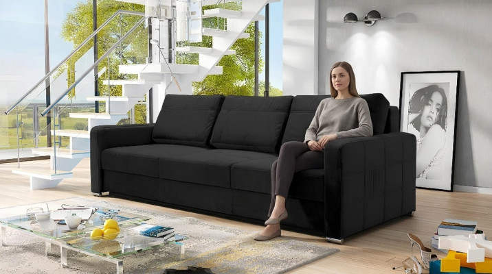 Schlafsofa Sofas Klapp Textil Couch Bett Sofa Kasten Couchen Polster Möbel Stoff