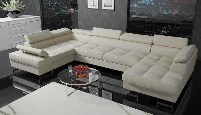 Textil Sofa Ecksofa Sofa Couch Polster Wohnlandschaft Leder Sofas Couchen U Form