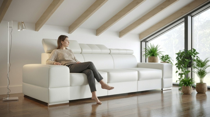 Design xxl Couchen Sofa 4 - Sitzer Couch Leder Polster Weiß Luxus Sofa Viersitz