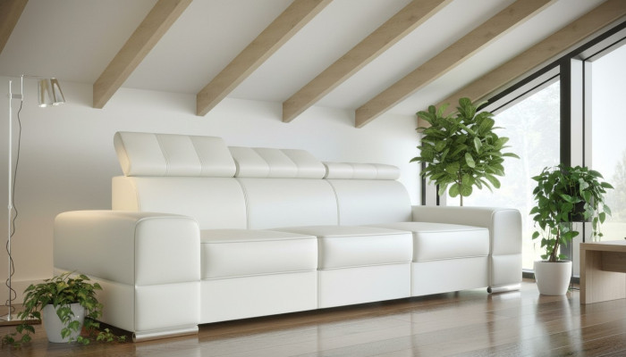Design xxl Couchen Sofa 4 - Sitzer Couch Leder Polster Weiß Luxus Sofa Viersitz