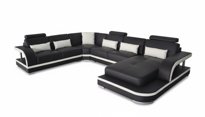 Wohnzimmer Ecksofa U-Form Holz Neu Modernes Design Polsterung Couch