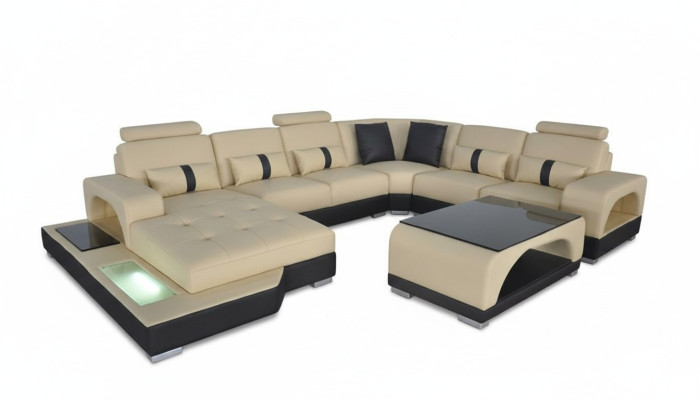 Ecksofa U-Form Couch Textil Schwarz U Form Wohnlandschaft Modern Luxus Couchen