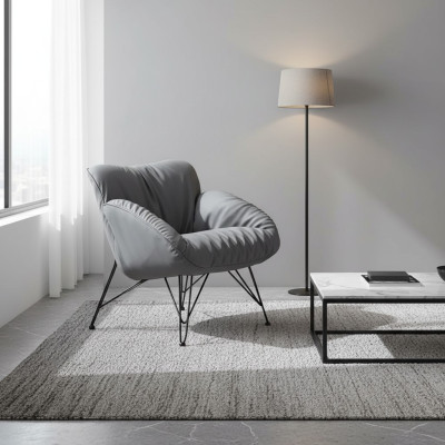 Sessel Weich Wohnzimmer Fernseh Sofa Couch Sessel Stuhl Samt Grau