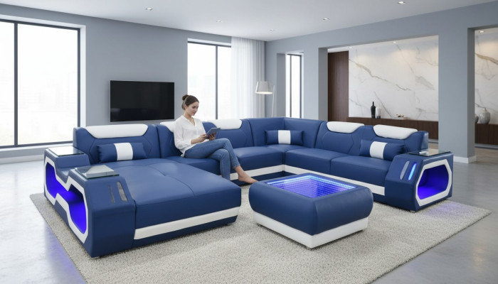 Sofas U Form Ecksofa Polster Couch Leder Eck Neu Wohnlandschaft Designer Couch