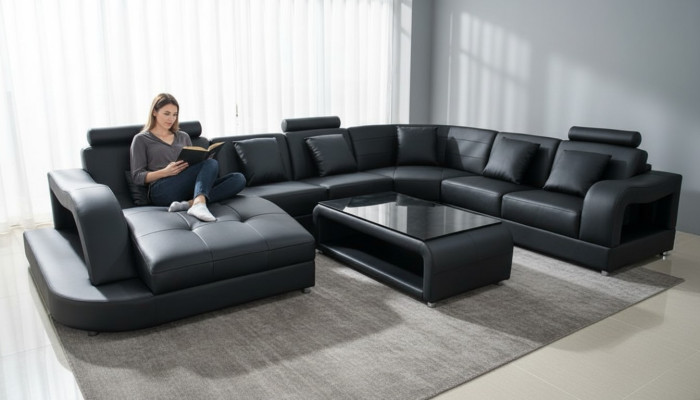 Sofa Couch Polster Neu Wohnlandschaft Design Ecksofa Leder Couchen Sofas U Form