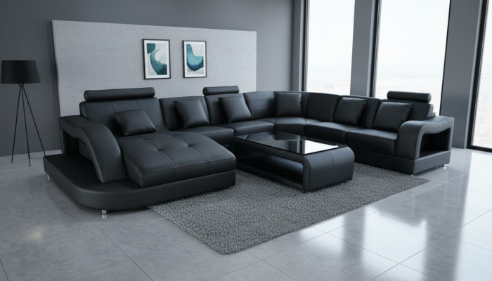 Sofa Couch Polster Neu Wohnlandschaft Design Ecksofa Leder Couchen Sofas U Form