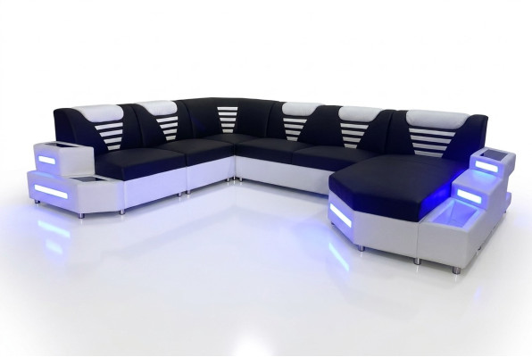 Design Modern Sofa Couch Ecksofa U-Form Ledercouch Wohnlandschaft Ecksofa