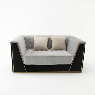 Luxus Sofa 2Sitzer Möbel Design Polster schwarz Textil Samt Sofas Couchen