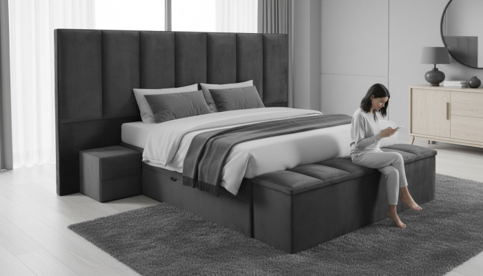Boxspring Hotel Matratze Schlafzimmer Textil Design Bett Doppel Betten