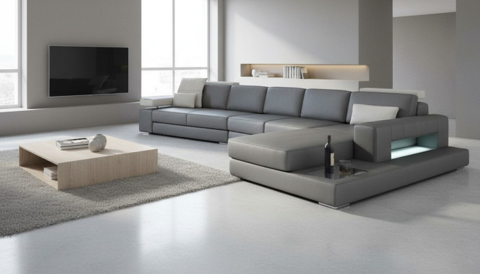 Sofas Grau Neu Sofa U-Form Stoffsofa Couch Wohnlandschaft Design Modern Leder
