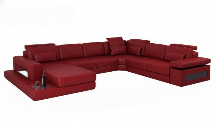 Eckcouch in U-Form aus hochwertigem Premium-Lederfaserstoff