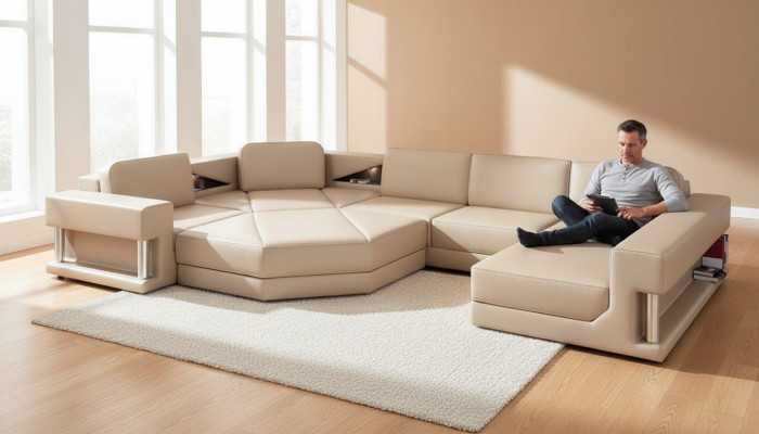 Ecksofa Sofa Couch Polster Garnitur Leder Sofas Ecke Wohnlandschaft U Form xxl