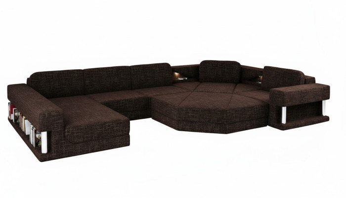 Design Ecksofa U-form Bettfunktion Couch Textil Sofas Schlafsofa Leder Stoff Neu