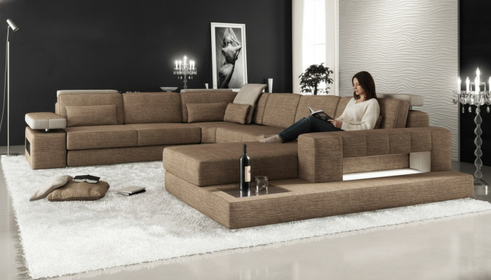 Eck Sofa Couch Polster Wohnlandschaft U Form Ecksofa Wohnlandschaft Neu