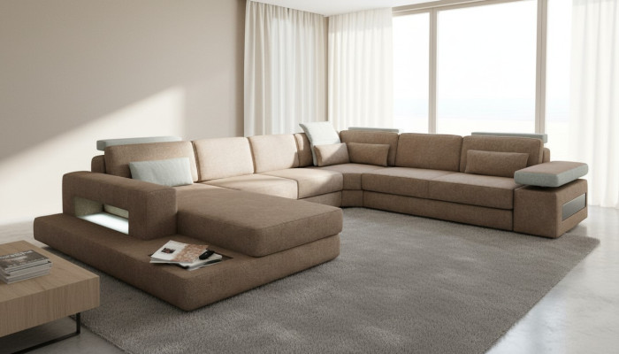 U Form Polster Couchen Textil Design Couch Ecksofa Wohnlandschaft Sofa Neu