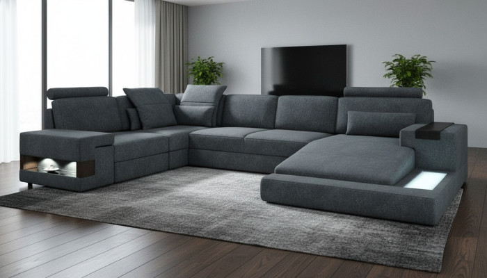 Runde Eck Sofa Polster xxl Big U-Form Couchen Wohnlandschaft U Form Sofas Neu