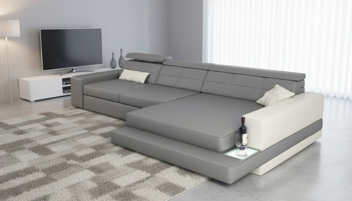XXL Couch Ecksofa Leder Wohnlandschaft Sofa Design Modern Sofa L-Form