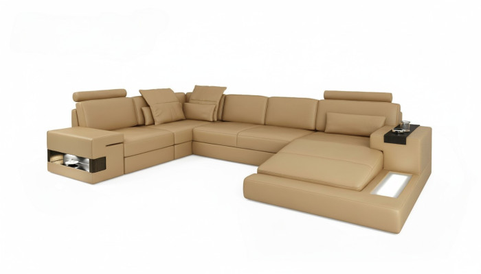 Ecksofa U-Form Sofa Wohnlandschaft Polster Bettfunktion Design Modern Neu